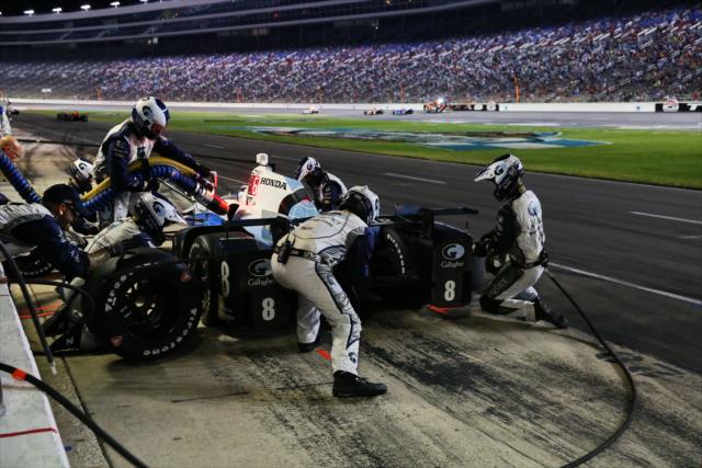 Max Chilton comes in for tires and fuel on pit lane during the Rainguard Water Sealers 600 at Texas Motor Speedway -- Photo by: Chris Jones