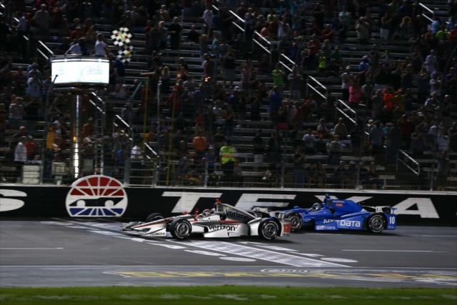 Will Power takes the twin checkers to win the Rainguard Water Sealers 600 at Texas Motor Speedway -- Photo by: Chris Jones