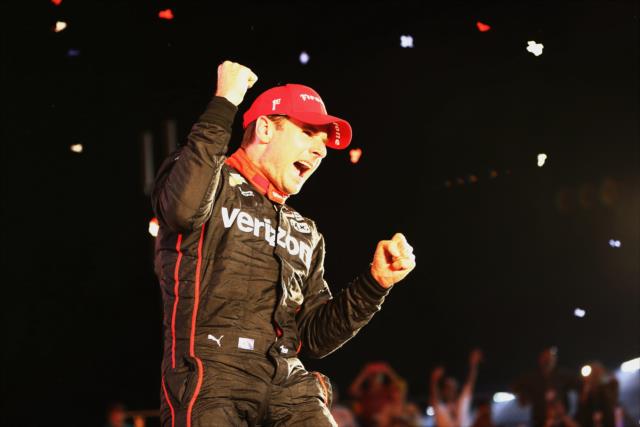 Will Power celebrates in Victory Circle after winning the Rainguard Water Sealers 600 at Texas Motor Speedway -- Photo by: Chris Jones