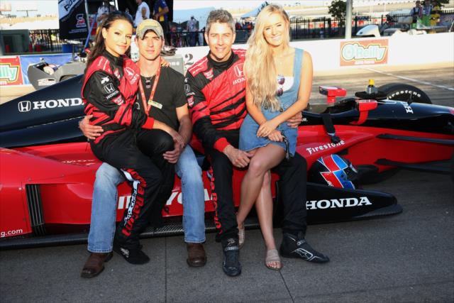 Cody Nickson and fiancee Jessica Graf with Arie Luyendyk Jr. and fiancee Lauren Burham on pit lane prior to the start of the DXC Technology 600 at Texas Motor Speedway -- Photo by: Chris Jones
