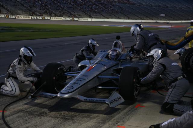 Josef Newgarden comes in for tires and fuel on pit lane during the DXC Technology 600 at Texas Motor Speedway -- Photo by: Chris Jones
