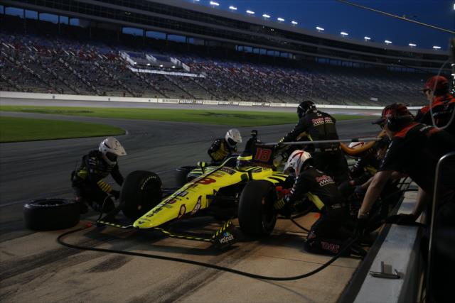 Sebastien Bourdais comes in for tires and fuel on pit lane during the DXC Technology 600 at Texas Motor Speedway -- Photo by: Chris Jones