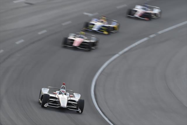 Will Power leads a group through Turn 1 during the DXC Technology 600 at Texas Motor Speedway -- Photo by: Chris Owens