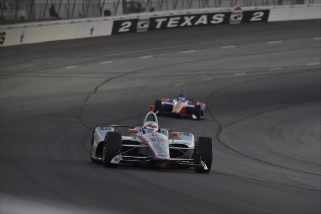 Will Power leads Scott Dixon through Turn 2 during the DXC Technology 600 at Texas Motor Speedway -- Photo by: Chris Owens
