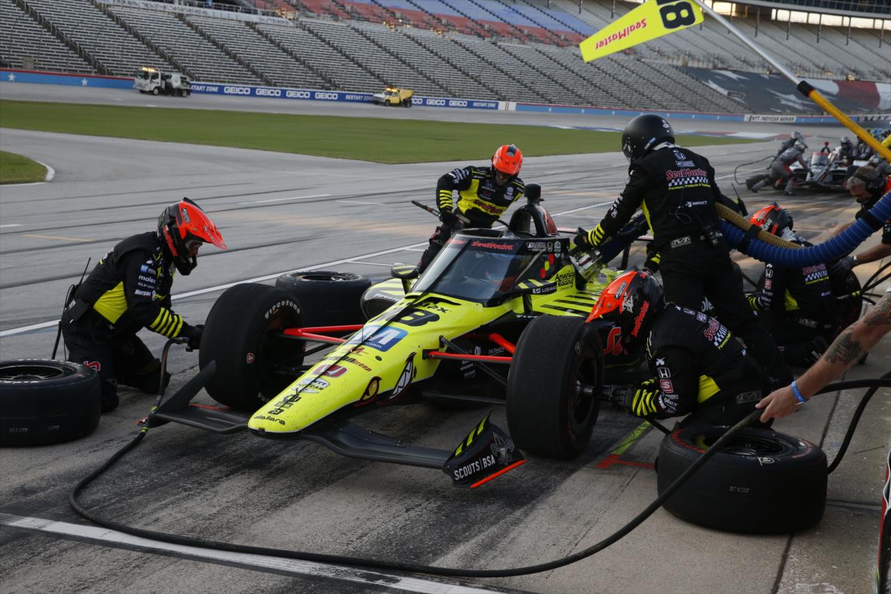 Santino Ferrucci pits during the Genesys 300 at Texas Motor Speedway Saturday, June 6, 2020 -- Photo by: Chris Jones