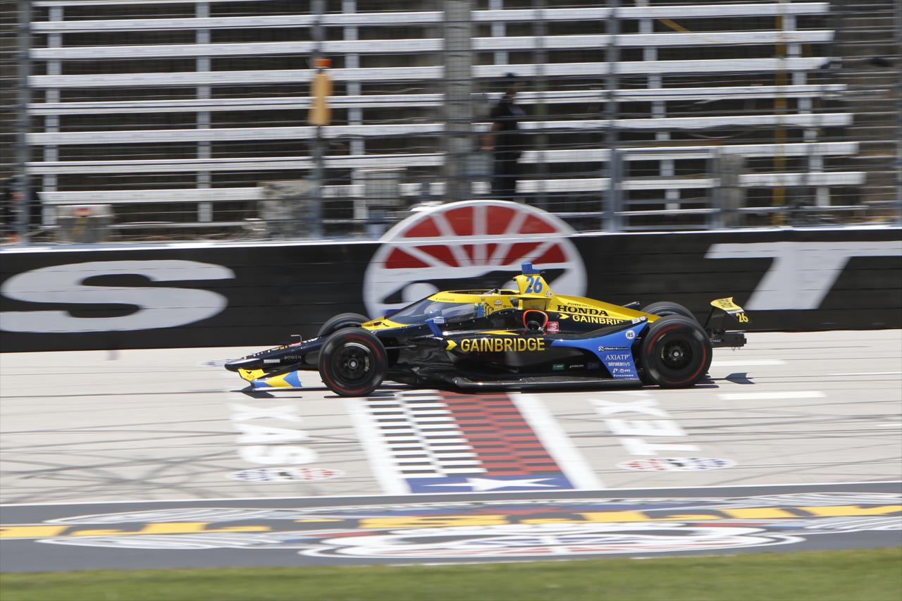 Zach Veach during practice for the Genesys 300 at Texas Motor Speedway Saturday, June 6, 2020 -- Photo by: Chris Jones
