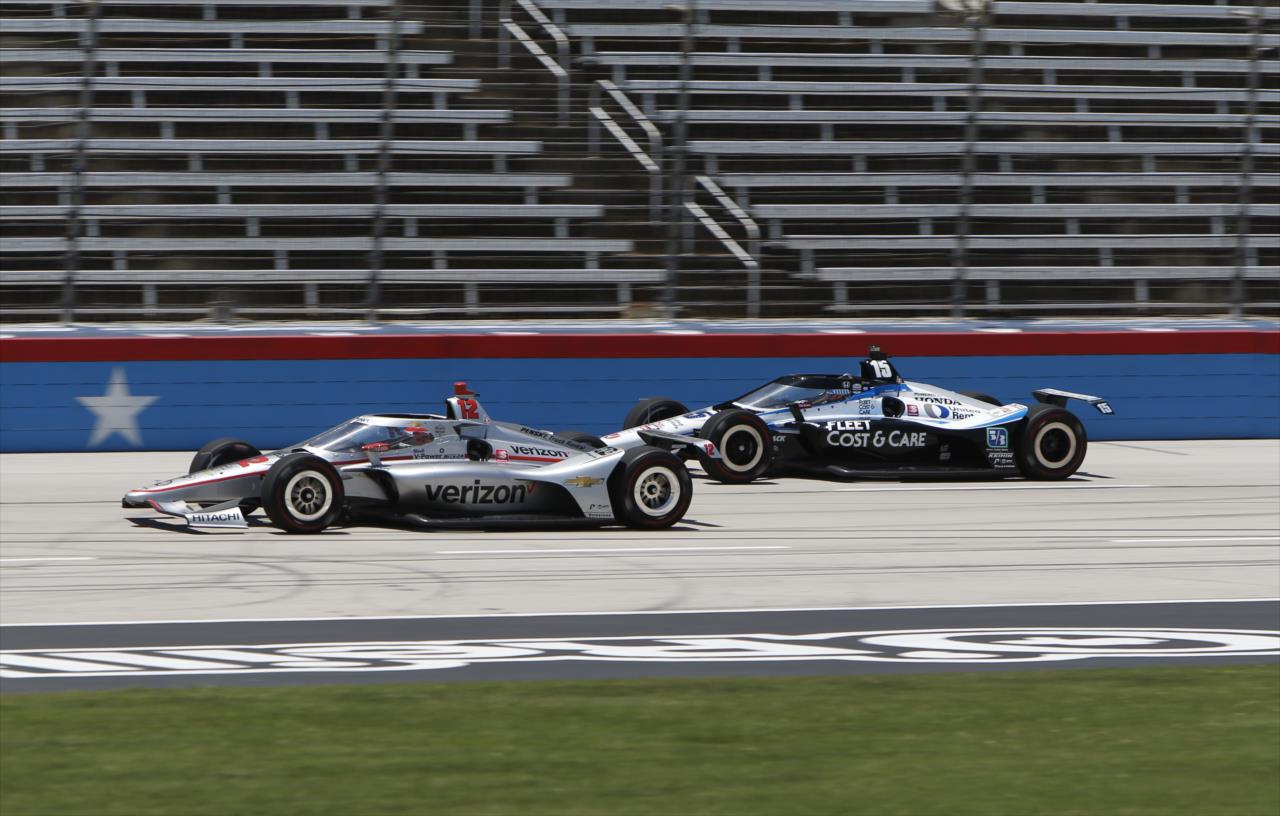 Will Power and Graham Rahal during practice for the Genesys 300 at Texas Motor Speedway Saturday, June 6, 2020 -- Photo by: Chris Jones