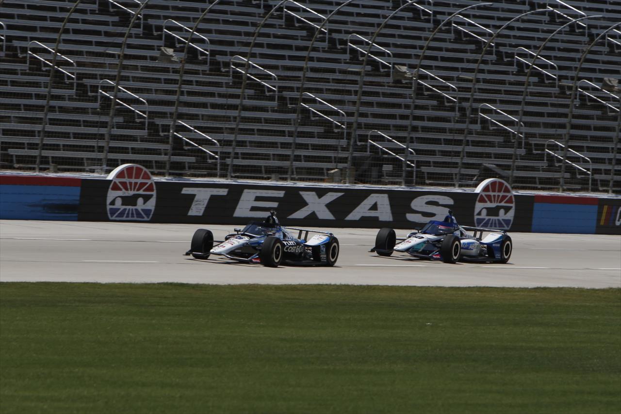 Graham Rahal and Takuma Sato during practice for the Genesys 300 at Texas Motor Speedway Saturday, June 6, 2020 -- Photo by: Chris Jones