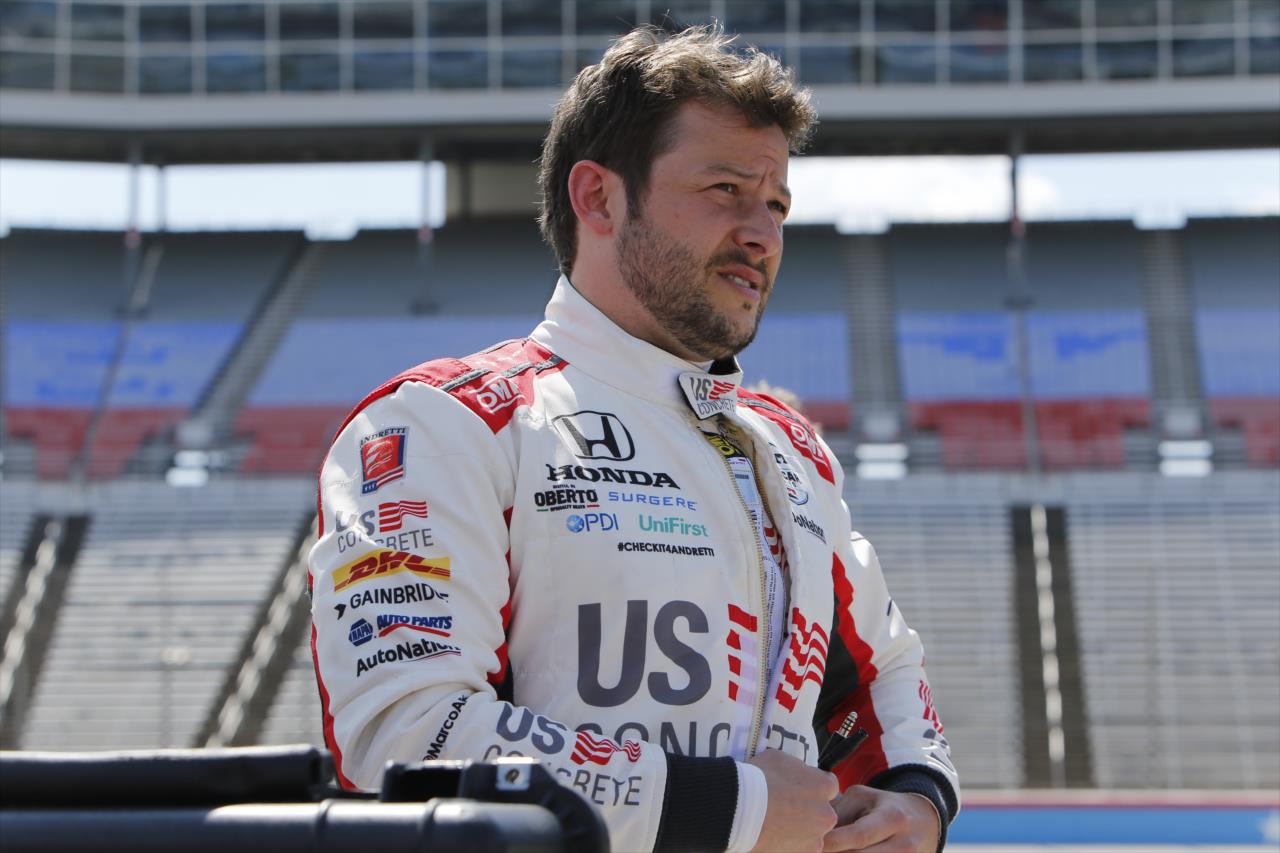Marco Andretti prepares to qualify for the Genesys 300 at Texas Motor Speedway Saturday, June 6, 2020 -- Photo by: Chris Jones