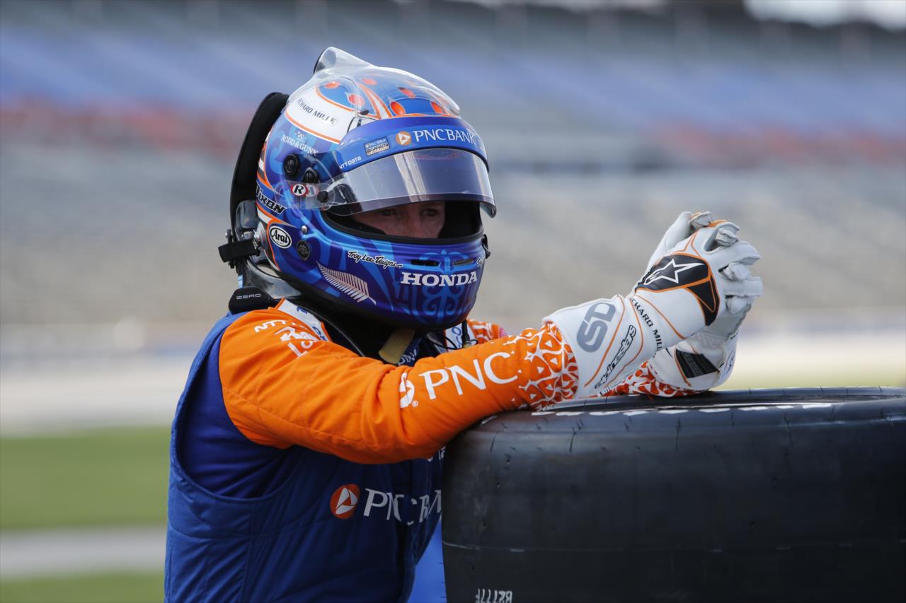 Scott Dixon  prepares to qualify for the Genesys 300 at Texas Motor Speedway Saturday, June 6, 2020 -- Photo by: Chris Jones