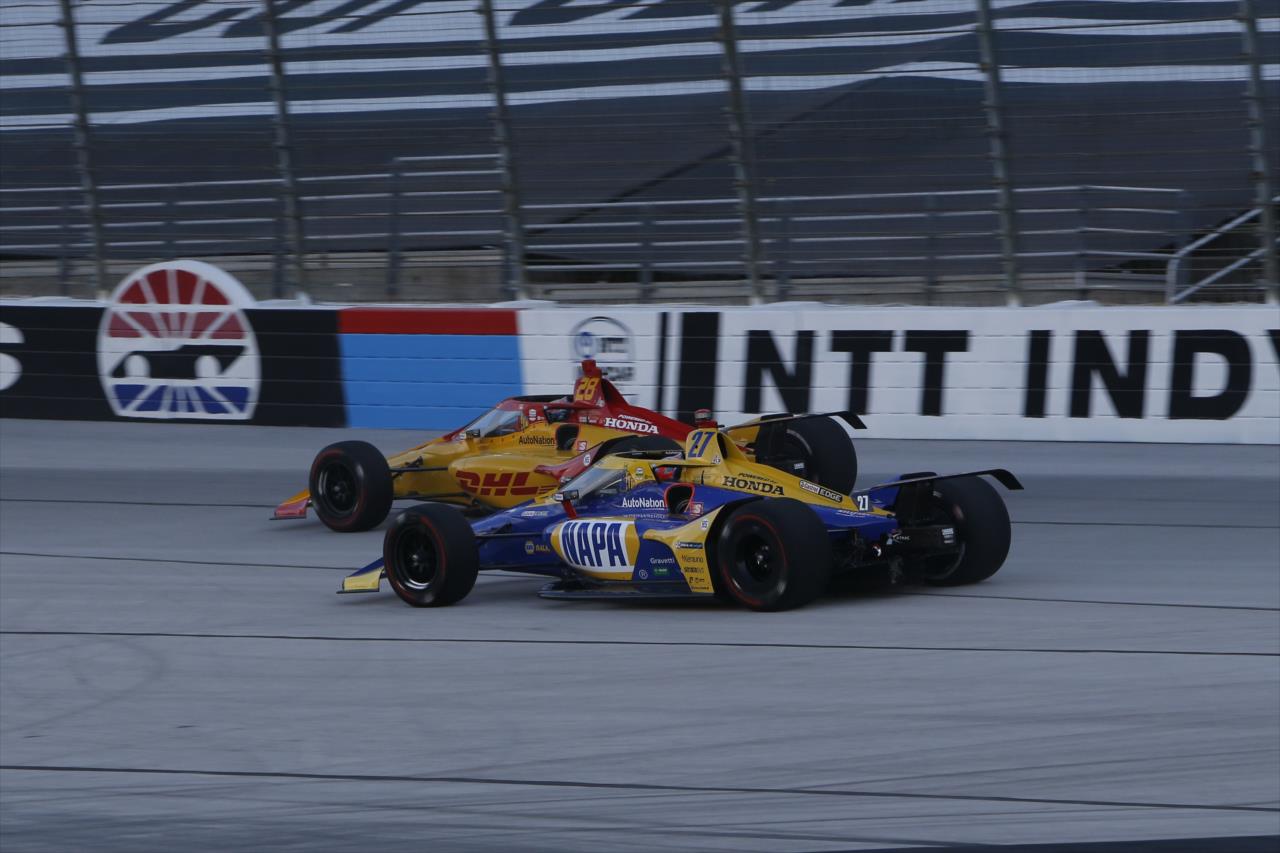 Ryan Hunter-Reay and Alexander Rossi during the Genesys 300 at Texas Motor Speedway Saturday, June 6, 2020 -- Photo by: Chris Jones