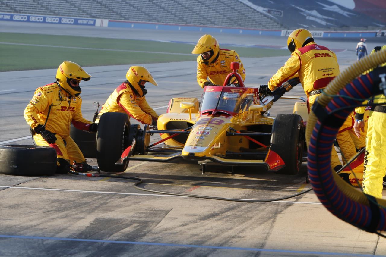 Ryan Hunter-Reay pits during the Genesys 300 at Texas Motor Speedway Saturday, June 6, 2020 -- Photo by: Chris Jones