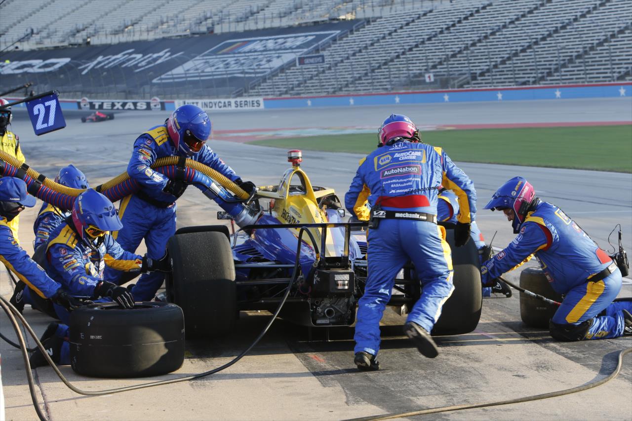 Alexander Rossi pits during the Genesys 300 at Texas Motor Speedway Saturday, June 6, 2020 -- Photo by: Chris Jones