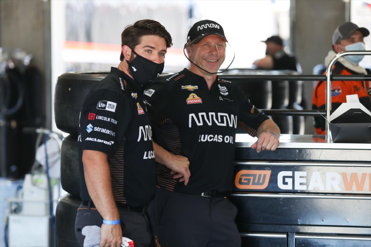 Arrow McLaren SP crew members during practice for the Genesys 300 at Texas Motor Speedway Saturday, June 6, 2020 -- Photo by: Chris Owens