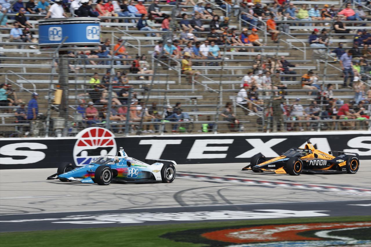 Josef Newgarden and Pato O'Ward - PPG 375 at Texas Motor Speedway - By: Chris Jones -- Photo by: Chris Jones
