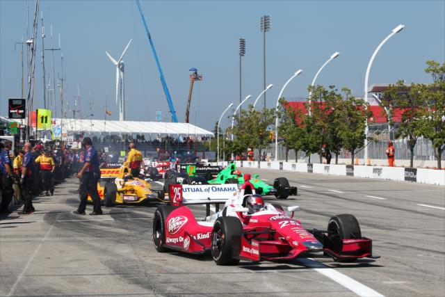 Marco Andretti leads the Andretti Autosport team onto the course for the final practice -- Photo by: Chris Jones
