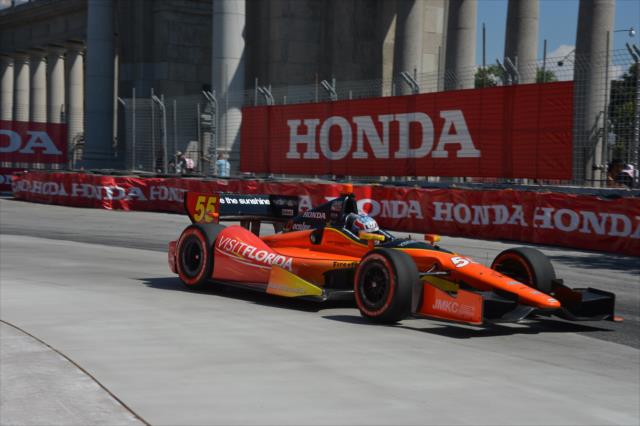 Tristan Vautier under the Princes Gate exiting Turn 1 in Toronto -- Photo by: John Cote