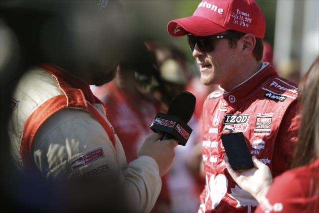 Interviews abound for Scott Dixon after his win in Toronto -- Photo by: Shawn Gritzmacher