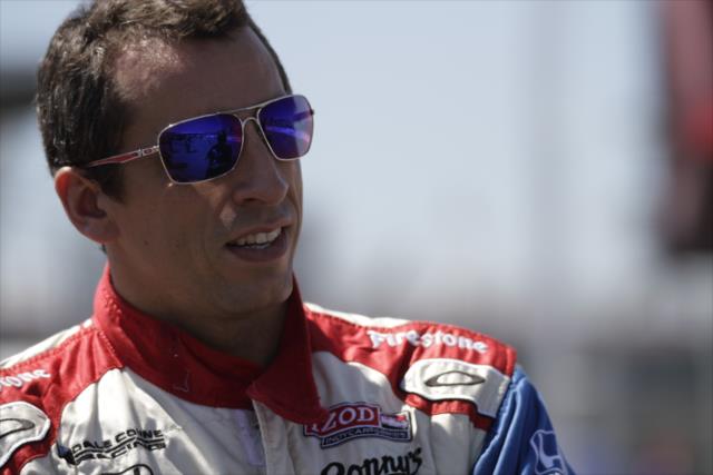 Justin Wilson waits on pit lane during pre-race festivities -- Photo by: Shawn Gritzmacher
