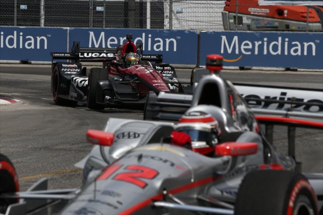 Sebastian Saavedra chases down Will Power through Turn 8 during the final warmup for the Honda Indy Toronto -- Photo by: Chris Jones