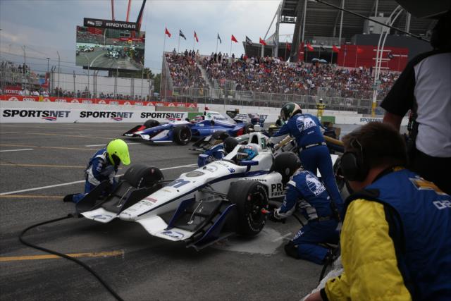 JR Hildebrand comes in for tires and fuel on pit lane during the Honda Indy Toronto -- Photo by: Chris Jones