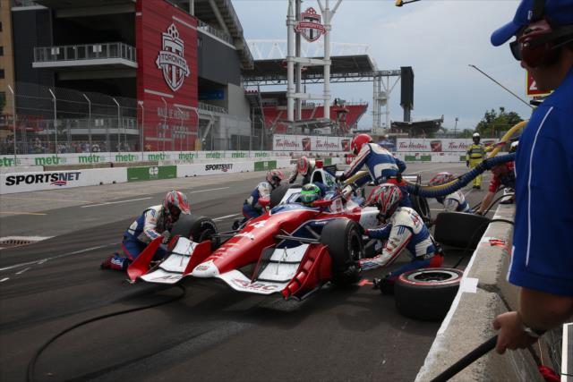Conor Daly comes in for tires and fuel on pit lane during the Honda Indy Toronto -- Photo by: Chris Jones