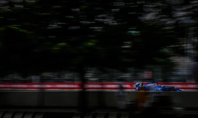 Tony Kanaan streaks toward Turn 1 during the final warmup for the Honda Indy Toronto -- Photo by: Shawn Gritzmacher