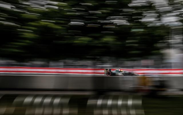 Spencer Pigot streaks toward Turn 1 during the final warmup for the Honda Indy Toronto -- Photo by: Shawn Gritzmacher