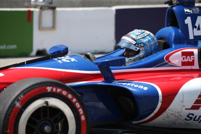 Tony Kanaan rolls down pit lane during the final warmup for the Honda Indy Toronto -- Photo by: Chris Jones
