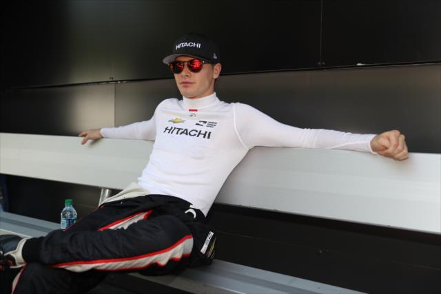 Josef Newgarden relaxes backstage during pre-race festivities for the Honda Indy Toronto -- Photo by: Chris Jones