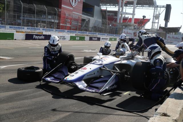 Zachary Claman De Melo comes in for tires and fuel on pit lane during the Honda Indy Toronto -- Photo by: Chris Jones