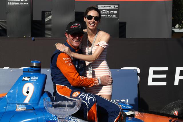 Scott Dixon and his wife, Emma, in Victory Circle after winning the Honda Indy Toronto -- Photo by: Chris Jones