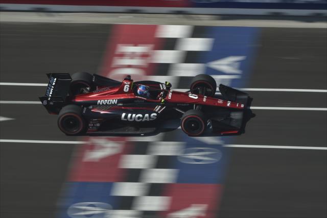 Robert Wickens streaks across the start-finish line during the Honda Indy Toronto -- Photo by: Chris Owens