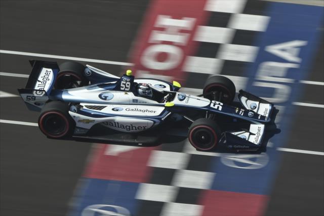 Max Chilton streaks across the start-finish line during the Honda Indy Toronto -- Photo by: Chris Owens