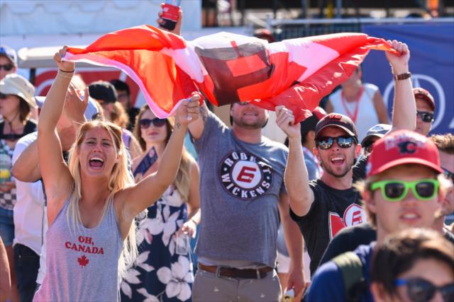 Canadian fans in full force around Victory Circle after Robert Wickens scores his 3rd Place podium in the Honda Indy Toronto -- Photo by: James  Black