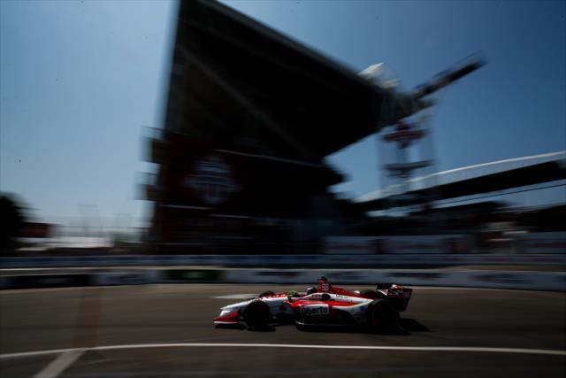 Marco Andretti rolls into pit lane during the final warmup for the Honda Indy Toronto -- Photo by: Joe Skibinski