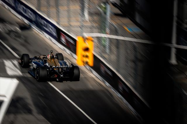 James Hinchcliffe sets sail down the frontstretch during the Honda Indy Toronto -- Photo by: Joe Skibinski
