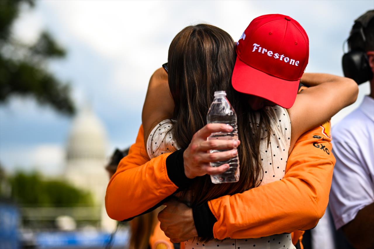 Christian Lundgaard and girlfriend - Freedom 250 Grand Prix of Washington D.C. - By: James Black -- Photo by: James  Black