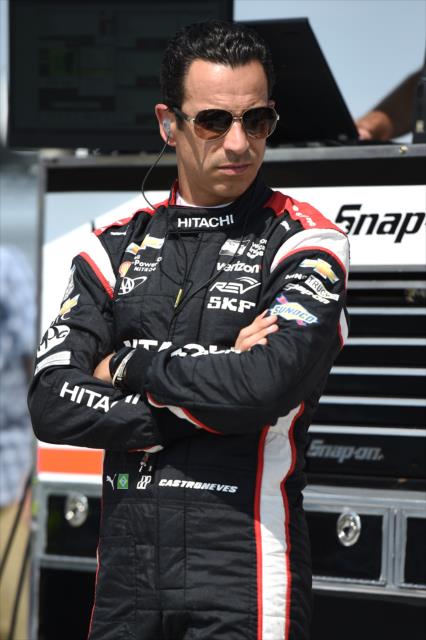 Helio Castroneves waits along pit lane prior to the tire test at Watkins Glen International -- Photo by: Chris Owens