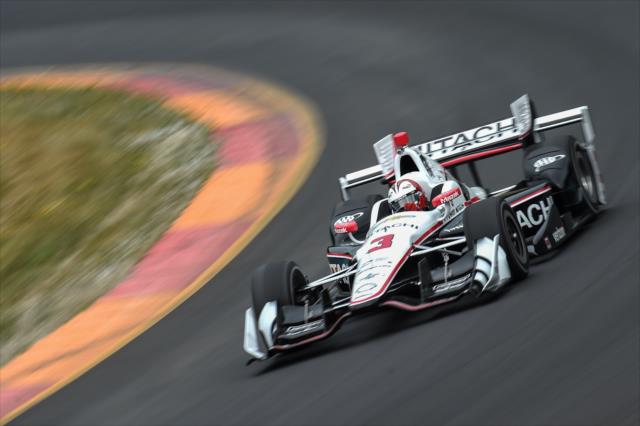 Helio Castroneves dives into the Outer Loop during the tire test at Watkins Glen International -- Photo by: Chris Owens