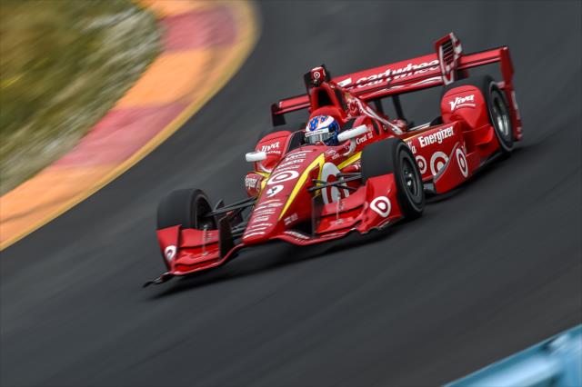 Scott Dixon dives into the Outer Loop during the tire test at Watkins Glen International -- Photo by: Chris Owens