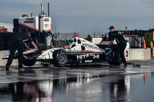 Team Penske rolls out the No. 3 Hitachi Chevrolet of Helio Castroneves during the tire test at Watkins Glen International -- Photo by: Chris Owens