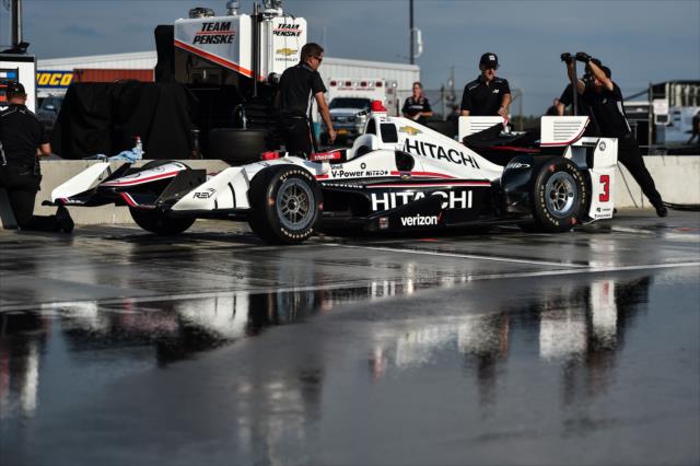 The No. 3 of Helio Castroneves on pit lane during the tire test at Watkins Glen International -- Photo by: Chris Owens