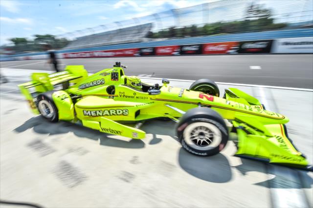 Simon Pagenaud peels out of pit lane during the tire test at Watkins Glen International -- Photo by: Chris Owens