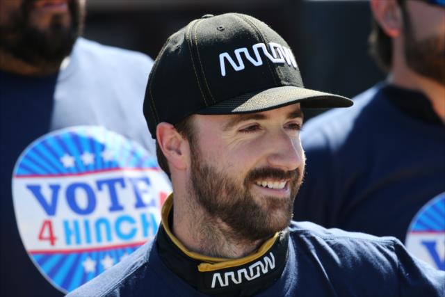 James Hinchcliffe on pit lane for a Dancing With The Stars photo shoot prior to practice for the INDYCAR Grand Prix at The Glen at Watkins Glen International -- Photo by: Bret Kelley