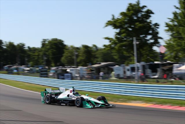 Simon Pagenaud dives into Turn 10 during practice for the INDYCAR Grand Prix at The Glen at Watkins Glen International -- Photo by: Chris Jones