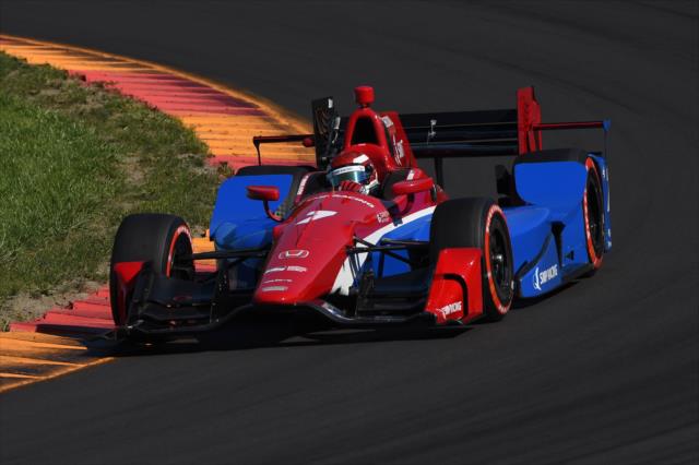 Mikhail Aleshin apexes Turn 7 in the Boot section during qualifications the INDYCAR Grand Prix at The Glen at Watkins Glen International -- Photo by: Chris Owens