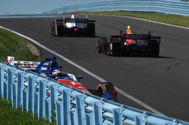 Takuma Sato spins exiting Turn 7 during qualifications the INDYCAR Grand Prix at The Glen at Watkins Glen International -- Photo by: Chris Owens