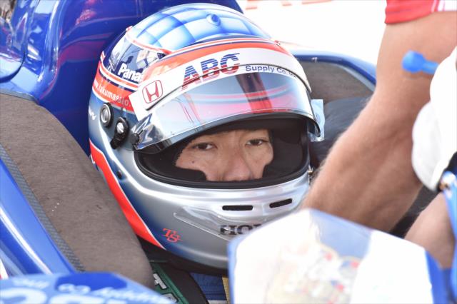 Takuma Sato sits in his No. 14 ABC Supply Honda on pit lane prior to qualifications the INDYCAR Grand Prix at The Glen at Watkins Glen International -- Photo by: Chris Owens