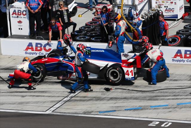 Jack Hawksworth comes in for tires and fuel on pit lane during the INDYCAR Grand Prix at The Glen from Watkins Glen International -- Photo by: Bret Kelley